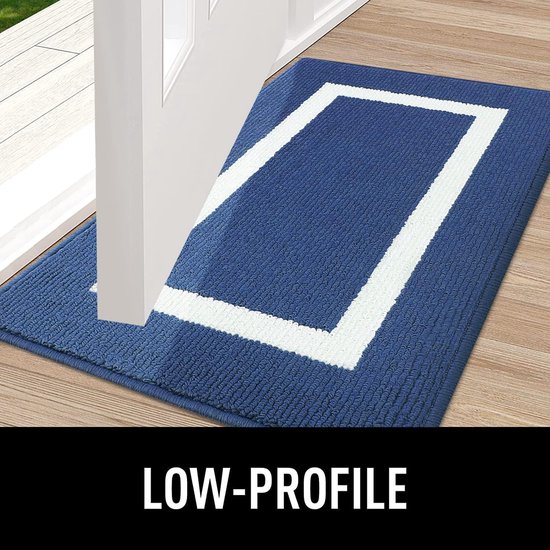 Deurmat, wasbaar, voetmat voor binnen, antislip, vuilvangmat, deurmat, entree-tapijt voor huisdeur, binnen, 43 x 76 cm, blauw