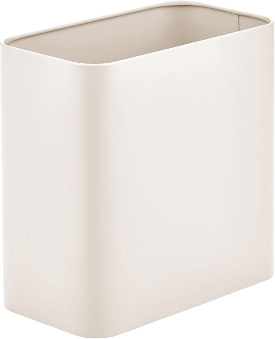 Prullenmand - afvalbak - voor de badkamer - voor thuis en kantoor - compact/rechthoekig/metaal - crème