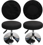 Krukhoes rond luxe stof, diameter 30-40cm, rond rekbaar kreukvrij wasbaar stofdicht krukhoes (2 stuks zwart)