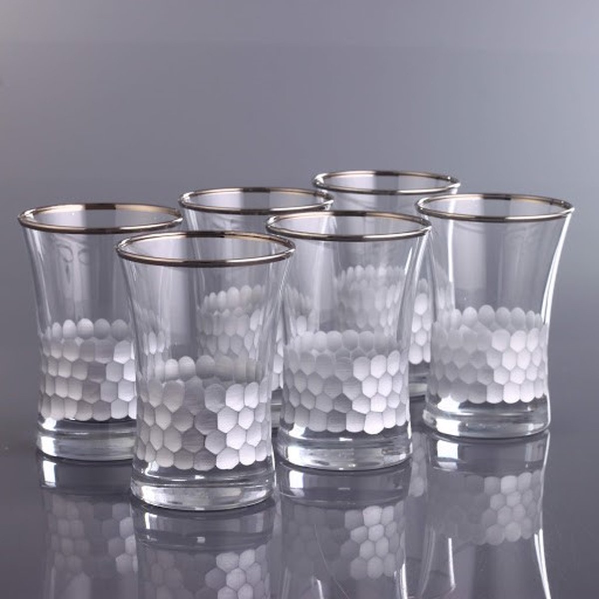 Abka Kristal - Azur Platinum - Drinkglazen set (210 ml) - met de hand versierd met platina - 6 stuks