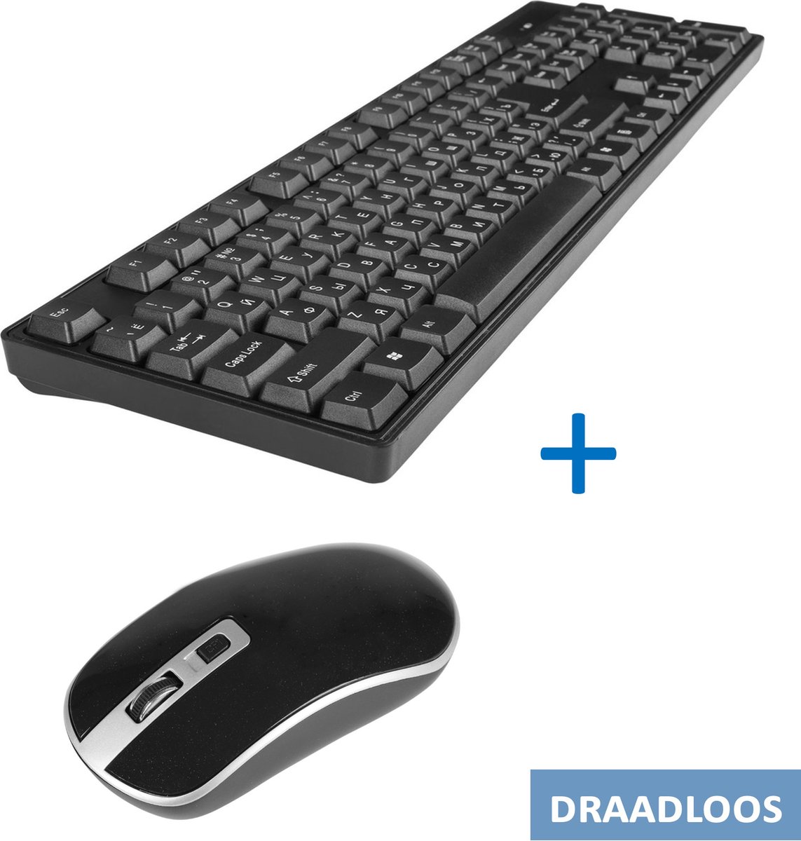 Q-link toetsenbord + muis - Draadloos - QWERTY - NUM keypad - 1200 dpi - Zwart - Complete set