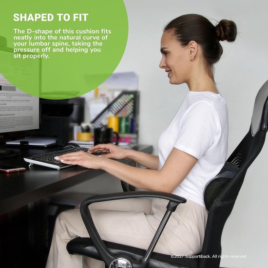 agctrler Lumbar Support Kussen van traagschuim, ergonomisch lendenwervelkussen met riemen, rugpijn, lendensteunkussen voor autostoelen en bureaustoelen om uit te rusten, slapen, reizen