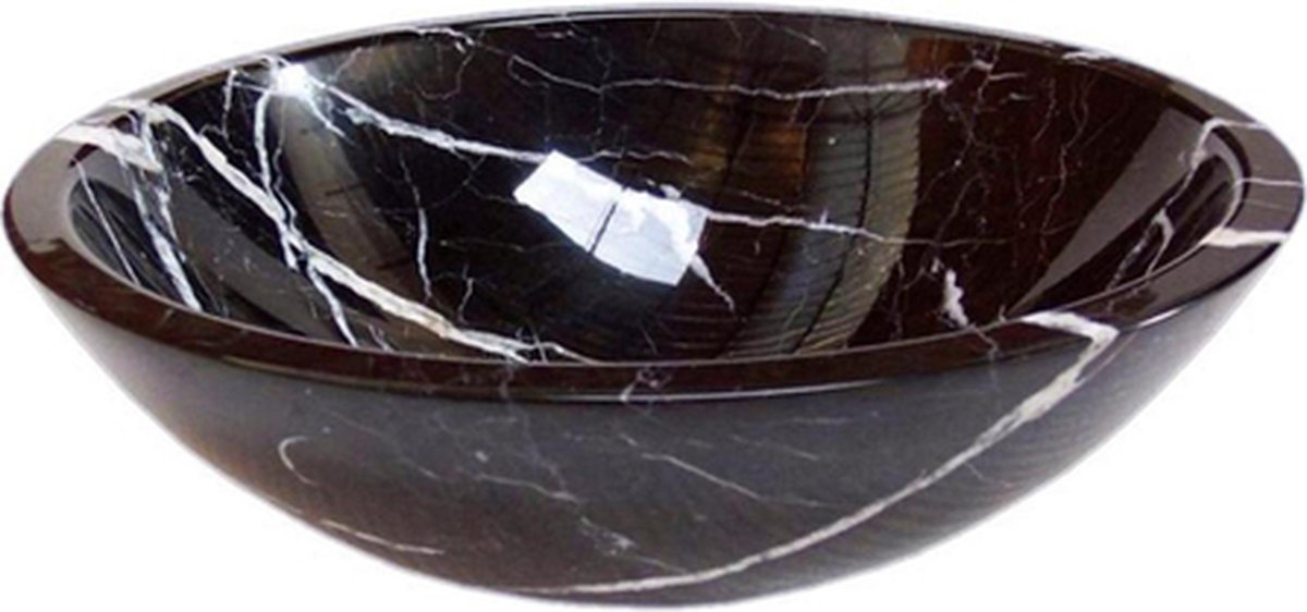 Saniclass Pesca Nero waskom - Ø43x13,5 cm - Marmer zwart