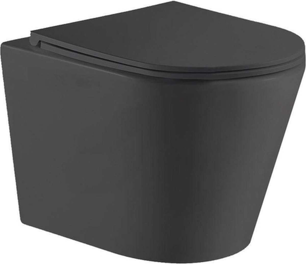 QeramiQ Dely Hangtoilet - Toiletpot - diepspoel - met softclose zitting - Zwart mat