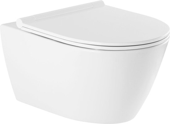 QeramiQ Salina Hangtoilet - Met softclose wc-bril - Spoelrandloos - Keramiek - Wit