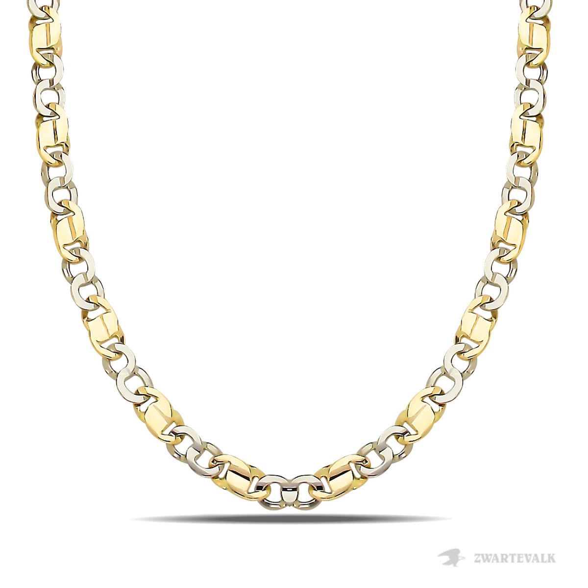Juwelier Zwartevalk 14 karaat gouden bicolor ketting - BF 871/50cm