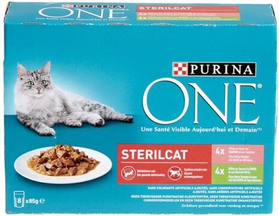 2x Purina ONE Adult Fine,tendre Strips - Nourriture Nourriture pour chat - Saumon & Dinde - 8 x 85g