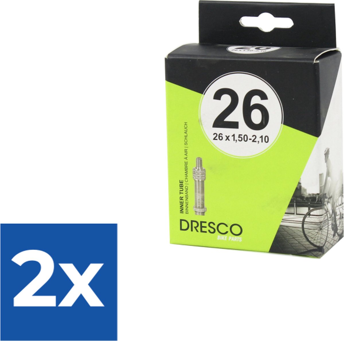 Dresco Binnenband 26 x1.75-2.25(47/57-559) Dunlop 40mm - Voordeelverpakking 2 stuks