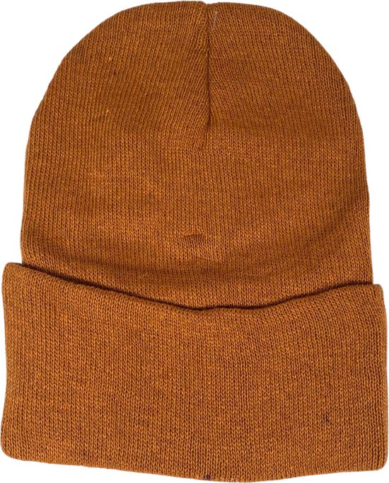 Winter Muts Cognac - One Size - Winter Beanie - Wintersport - Warme Muts - Heren Muts - Dames Muts - Gebreide Wintermuts - Cadeau voor Hem - Verjaadag Cadeau Man - Cadeau Vrouw - Kerstcadeau - Cadeau Kerst - Cadeau Sinterklaas