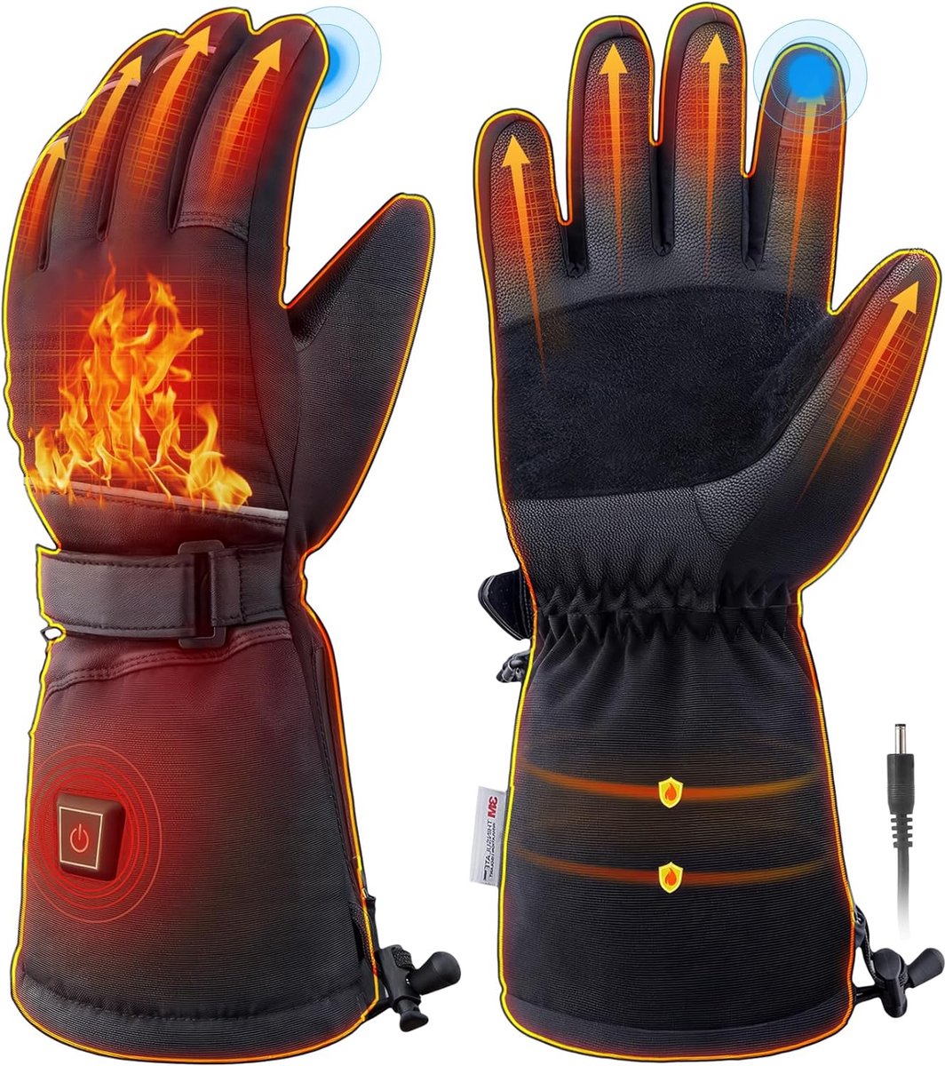 Warmspace - Verwarmde Handschoenen - Verwarmde Skihandschoenen - Verwarmde Handschoen - Handschoenen met Verwarming - Elektrische Handschoenen - Verwarmde Handschoenen met Oplaadbare Accu - Motor Handschoenen - Scooter Handschoenen - Zwart - M/XL