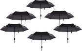 6x Automatische Stormparaplu - Paraplu – Automatisch, Opvouwbaar & Windproof tot 70 - 80 km p/u - Ø 95 cm - 7 panelen - Dubbele Laag - Zwart