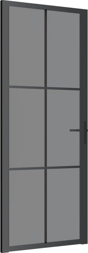 vidaXL-Binnendeur-83x201,5-cm-ESG-glas-en-aluminium-zwart