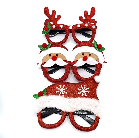 Grappige kerstmis kerstmannen set bril strikje en