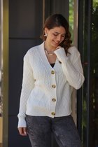 Cardigan femme tricoté avec boutons | Blanc
