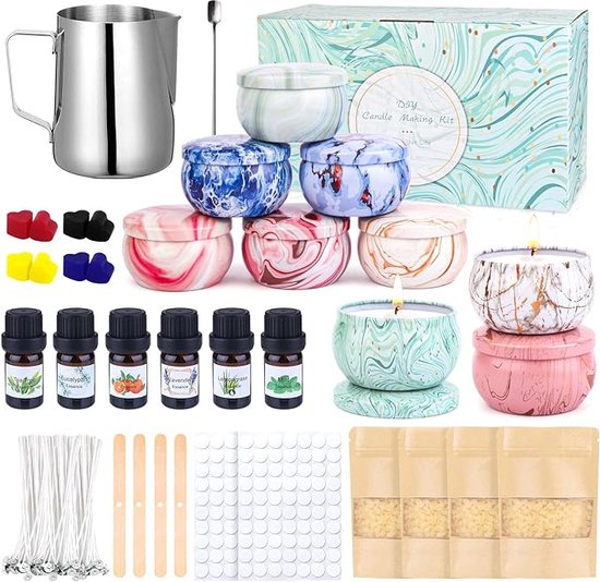 Cadeau Set Met Handleiding JOYBOY Kaarsenmaakset - Complete DIY Kit Met Potjes, Was & Accessoires Zelf Kaarsen Maken Pakket