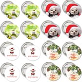16 kerst buttons met 4 verschillende afbeeldingen - kerst - button - feestdagen - hond - kerstboom - kerstcadeau