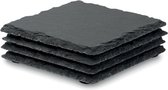 Leisteen onderzetters - Zwart - Set van 4 - Vierkant - 10x10cm