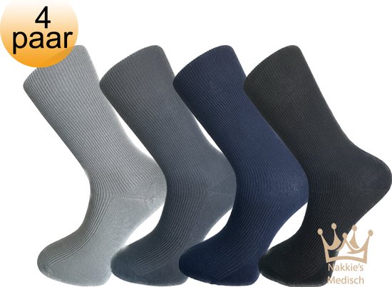 Nakkie’s medische sokken - 100% katoen - 4 paar - Maat 47/50 - Assorti