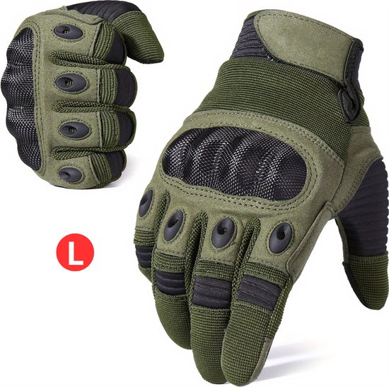Livano Airsoft Handschoenen - Tactical - Tactical Gloves - Leger - Tactical Handschoenen Hardknuckle - Paintball - Militaire - Touchscreen - Groen L