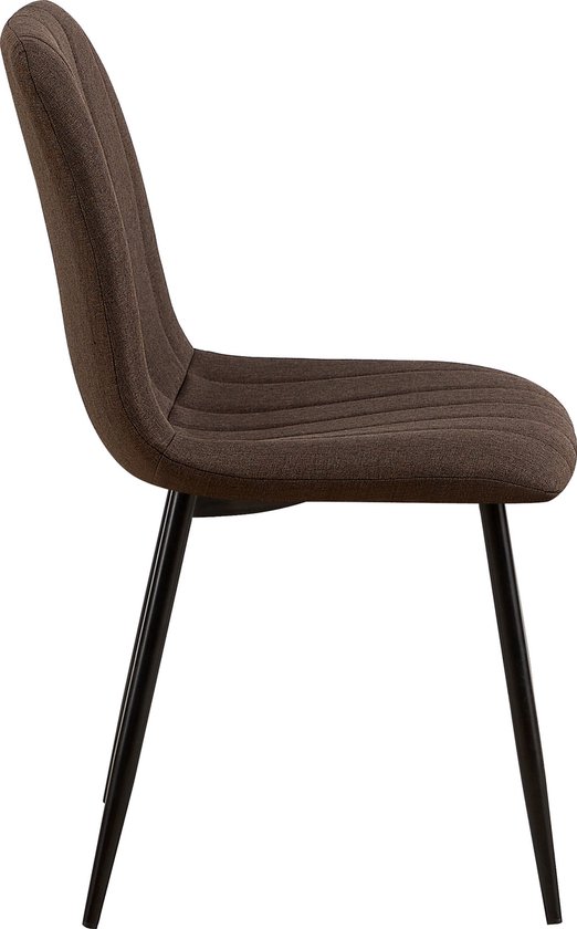 CLP Dijon Eetkamerstoel - Zonder armleuning - Metaal onderstel - bruin Stof