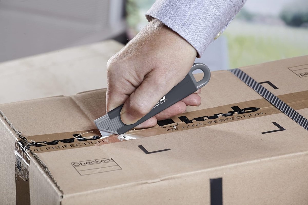 kwb 13000 mini veiligheidsmes in zakformaat, extra scherp, snijder met automatische terugtrekking van het mes, 4-zijdig bruikbaar lemmet, zwart, 39 x 29
