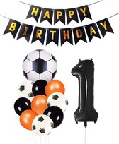 Cijfer Ballon 1 | Snoes Champions Voetbal Plus - Ballonnen Pakket | Oranje en Zwart
