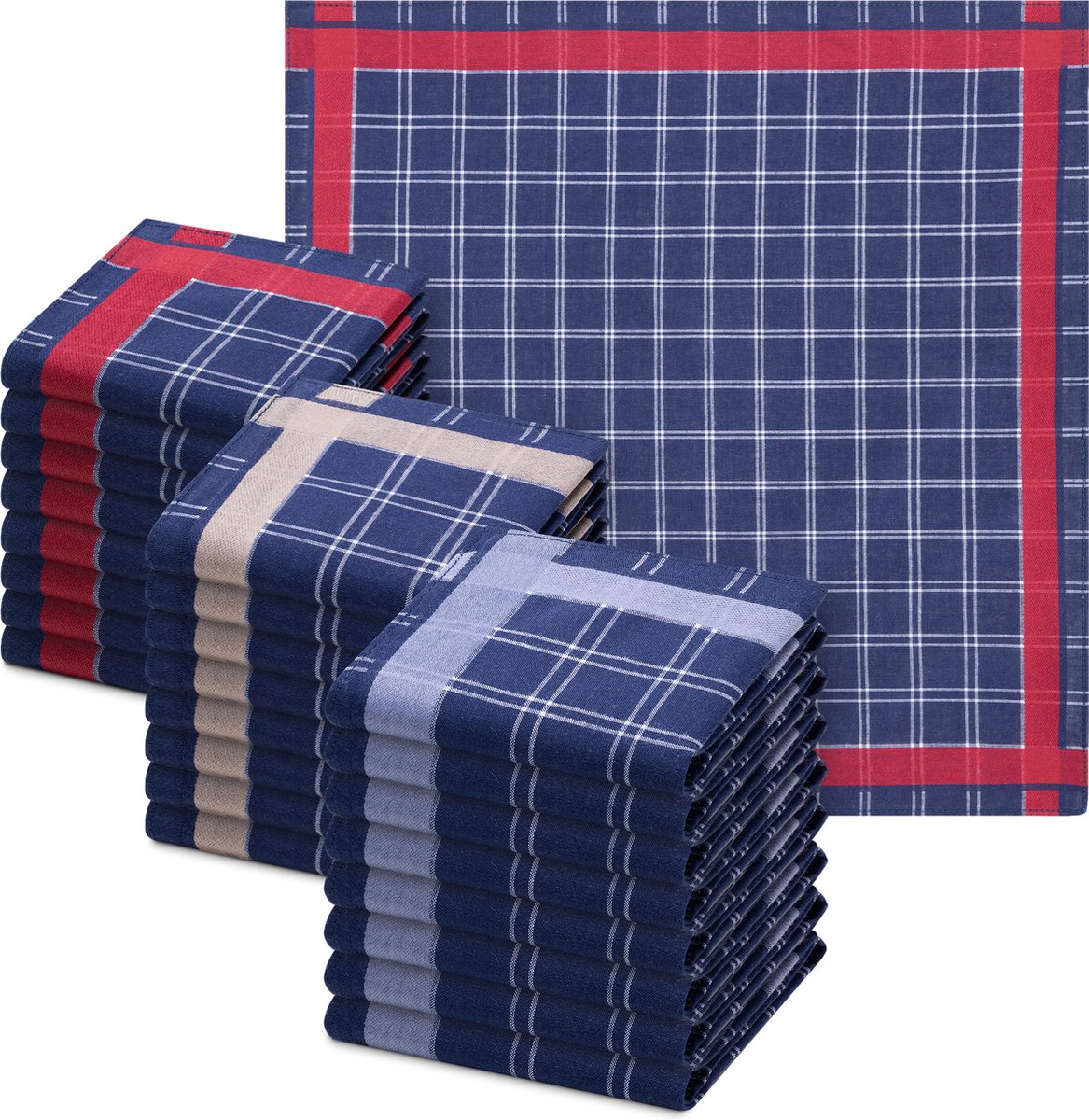 Goedkoopste JEMIDI zakdoeken heren 100 katoen - 40 x 40 cm - Set van 24 - Herbruikbare zakdoeken voor volwassenen - In donkerblauw