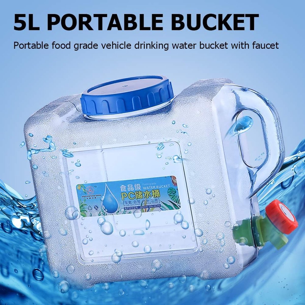 Relaxdays Bidon d'eau avec robinet, 15 litres, plastique sans BPA, couvercle, po