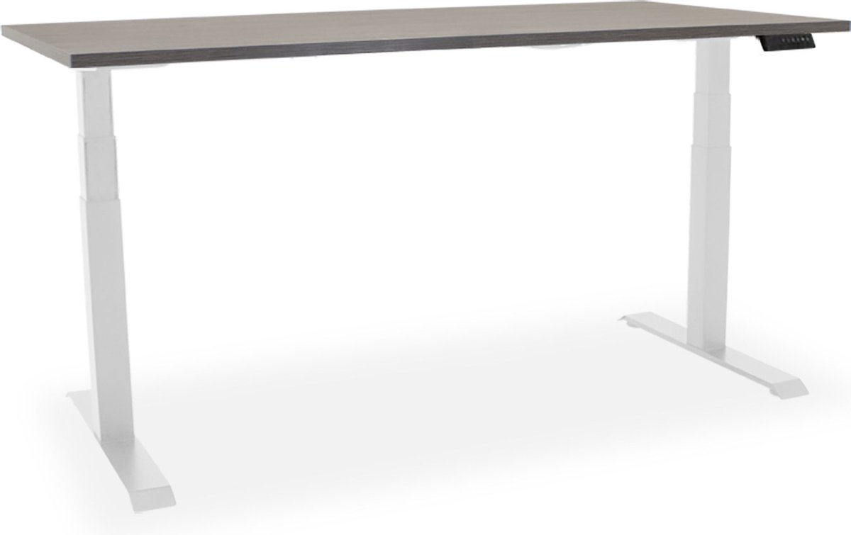 Essential elektrisch zit-sta bureau - 180x80cm -dark oak/wit
