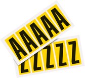 Set letter stickers alfabet - 26 kaarten - geel zwart teksthoogte 75 mm
