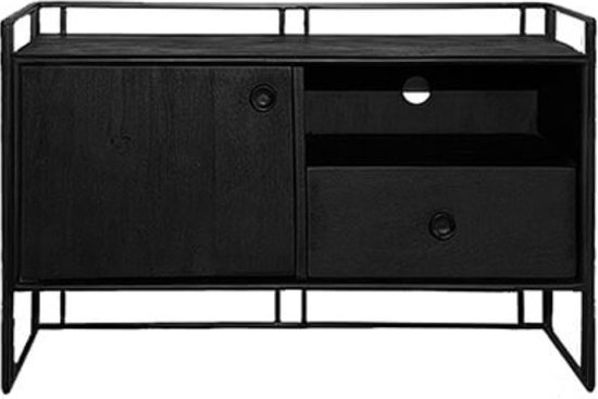Wandmeubel - stoer dressoir - zwart hout - 92 cm breed - Industriëel - H60cm - By Mooss