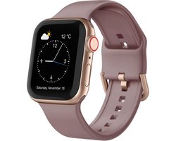 By Qubix - Geschikt voor Apple Watch bandje - Soft siliconen bandje met gespsluiting - Paarsbruin - Geschikt voor Apple Watch 44 mm / 45 mm / 46 mm / 49 mm (Ultra 1,2 en 3) - Smartwatch bandje