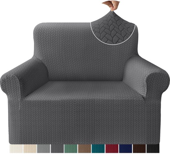 Premium Fashion Jacquard Armchair Cover, High Stretch, Skin-Friendly Chair Cover for Living Room, Non-Slip Chair Protector for Children and Pets (1-Seater, Grey