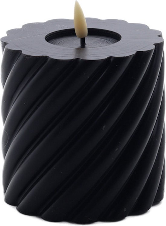 Ambiance Mansion - bougie LED tourbillonnante rustique noir 10x10cm