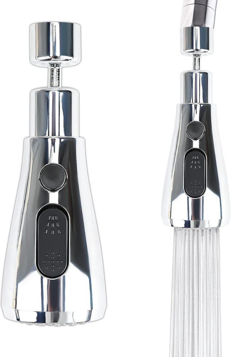 Keuken Tap Spray Hoofd Kraan Sproeier Attachment 3 Functies Spray Hoofd 360 ° Swivel Kraan Spayer Hoofd G1 2 Waterbesparende Sink Beluchter voor Badkamer Keuken Zilver