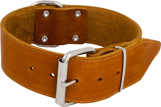 JACK AND VANILLA, Brede hondenhalsband, model vet leer, kleur bruin