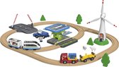 Trein - Houten treinbaan - Hernieuwbare energie - Leeftijd: 3+ - Zelfrijdende trein met vooruit- en achteruitrijfunctie en stopfunctie - Houten trein - Treinbaan - VI Online Products
