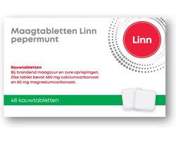 Linn Maagtabletten, 48 kauwtabletten - maagzuurremmer - bij brandend maagzuur en zure oprispingen - neutraliseert maagzuur