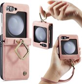Casemania Hoesje Geschikt voor Samsung Galaxy Z Flip 5 Pale Pink - Portemonnee Book Case