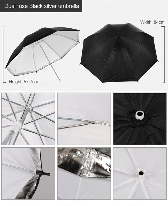 Parapluie Photographie Parabolique pour Photo/Vidéo 60 Argent