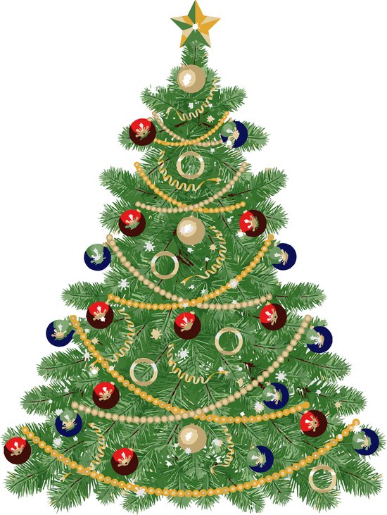 Kerstdecoratie Raamsticker Klassieke kerstboom 100 cm bol