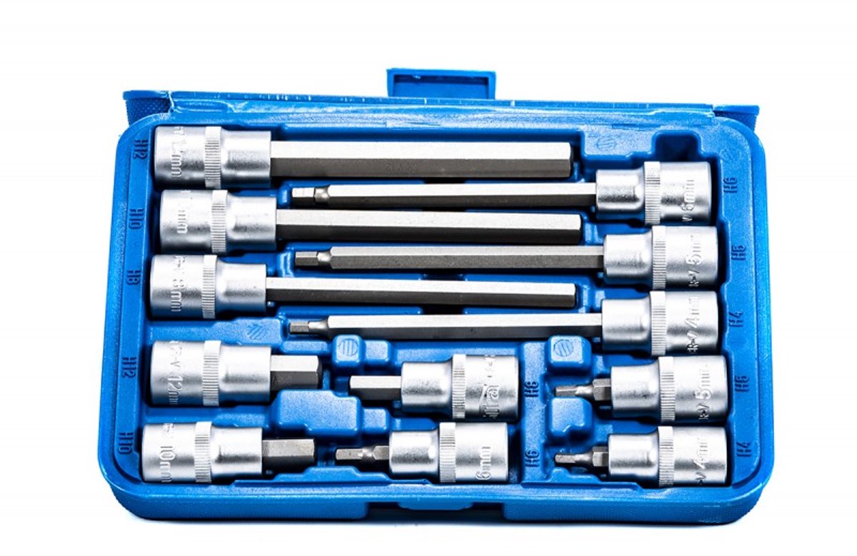 Satra S-SH1212L Serie - Dopsleutelset Imbus - 1/2" - 12 stuks - Chroom-vanadiumstaal