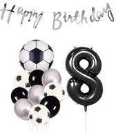 Cijfer Ballon 8 | Snoes Champions Voetbal Plus - Ballonnen Pakket | Zilver en Zwart
