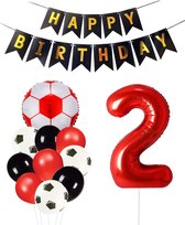 Cijfer Ballon 2 | Snoes Champions Voetbal Plus - Ballonnen Pakket | Rood en Zwart