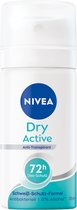 Nivea® | 4 x 35 ml Déodorant Femme Dry Active | mini flacon | format de voyage | anti-transpirant