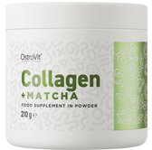 Collageen + Matcha + L-glutathion + Vitamine C - Voor Huid* Haar* Nagels* Immuunsysteem* | Viscollageenpeptiden (gehydrolyseerd) 2200mg | Poeder | Ostrovit