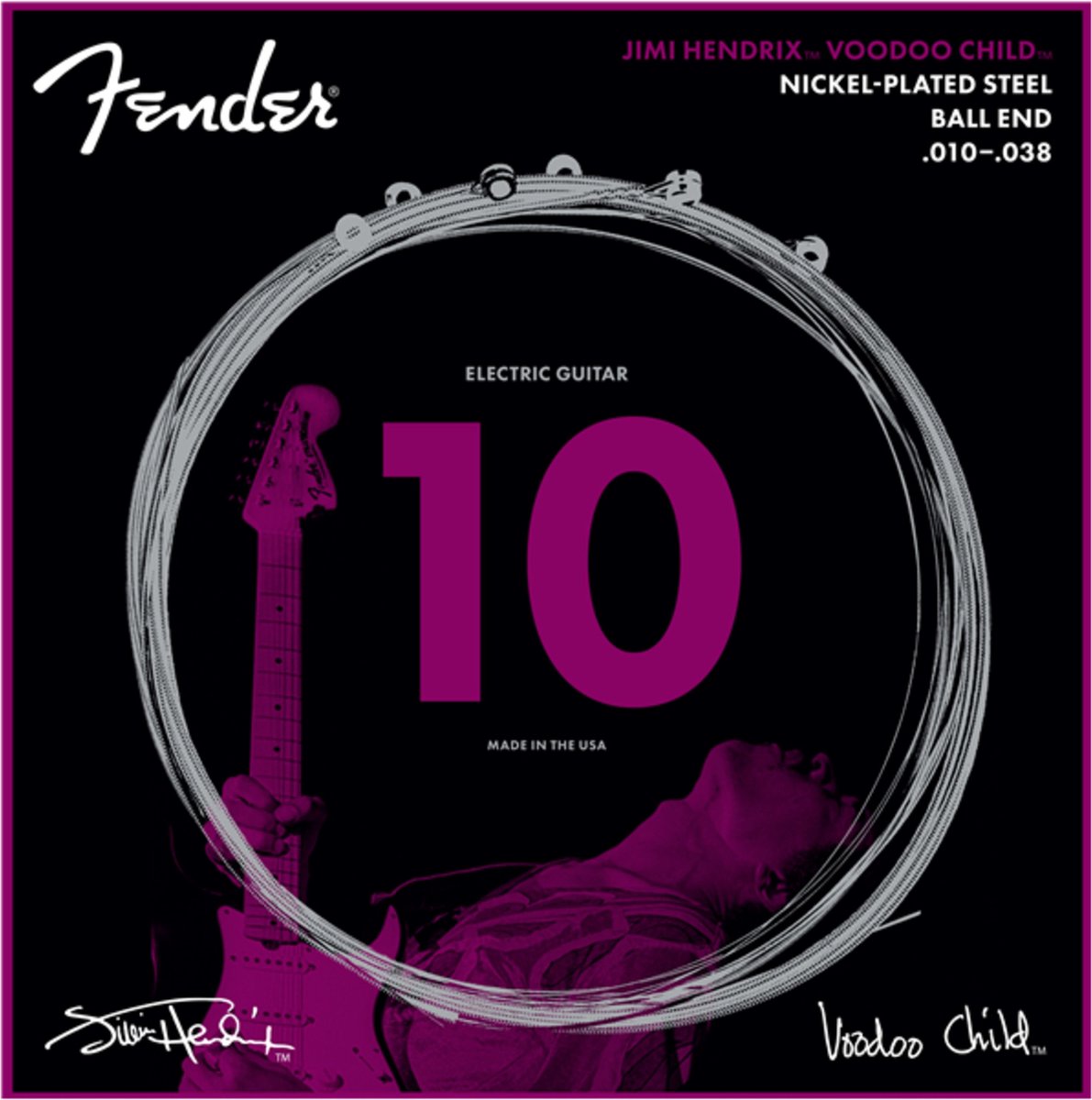 Fender Jimi Hendrix Voodoo Child NPS Ball End Strings 010-038 - Elektrische gitaarsnaren
