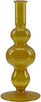 Kandelaars en kaarsenhouders - glazen kandelaar - kleurrijke kandelaar - donker goud - by Mooss - Hoog 21cm