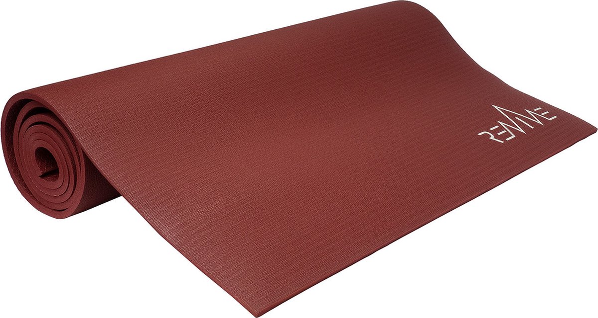REVIVE eco / duurzame Yogamat "SUPREME" - exercise / fitness mat - kleur bordeaux - 183 x 61 cm, 6 mm dikte, eco gecertificeerd PER