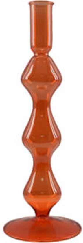 Kandelaars en kaarsenhouders - glazen kandelaar - kleurrijke kandelaar - oranje - by Mooss - Hoog 27cm
